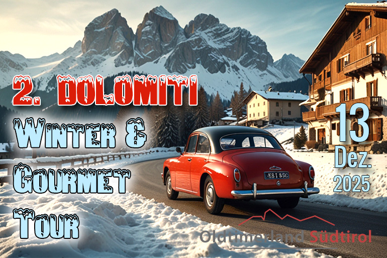 Dolomiti Winter Gourmet 2025 Oldtimer Tour Suedtirol Classic Portal Teaser